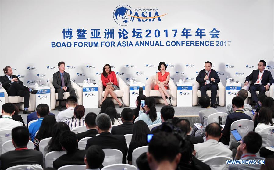 Delegates attend the session of 'Surviving the Capital Crunch' during the Boao Forum for Asia Annual Conference 2017 in Boao, south China's Hainan Province, March 23, 2017. 