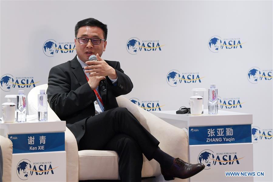 Zhang Yaqin, president of China's search engine giant Baidu, addresses the session of 'The Innovators' DNA' at the Boao Forum for Asia Annual Conference 2017 in Boao, south China's Hainan Province, March 23, 2017. 