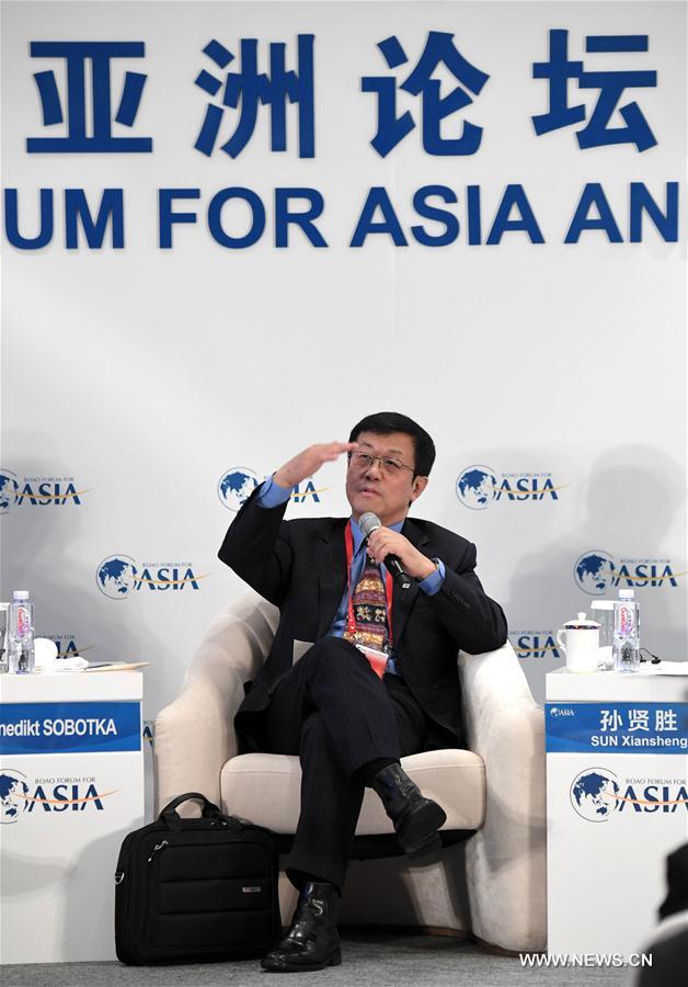 Sun Xiansheng, secretary general of the International Energy Forum, addresses the session of 'Has the Commodities Market Bottomed Out ?' during the Boao Forum for Asia Annual Conference 2017 in Boao, south China's Hainan Province, March 24, 2017. (Xinhua/Zhao Yingquan) 