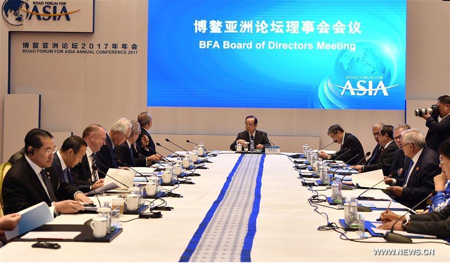 The Boao Forum for Asia Board of Directors Meeting is held in Boao, south China's Hainan Province, March 24, 2017. (Xinhua/Zhao Yingquan)