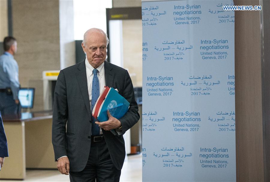 UN Special Envoy for Syria Staffan de Mistura arrives for a meeting of Intra-Syria peace talks with Syria's opposition delegation at Palais des Nations in Geneva, Switzerland, March 25, 2017. UN Special Envoy for Syria Staffan de Mistura arrives for a meeting of Intra-Syria peace talks with Syria's opposition delegation at Palais des Nations in Geneva, Switzerland, March 25, 2017.
