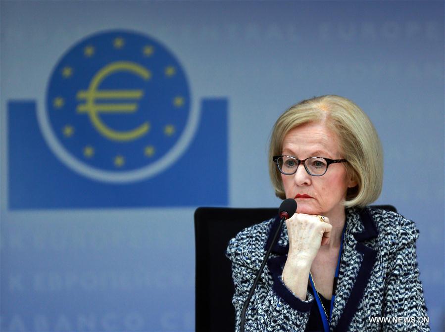 Daniele Nouy, president of the Supervisory Council of the ECB attends the ECB Banking Supervision Annual Press Conference in Frankfurt, Germany, on March 27, 2017. Daniele Nouy, president of the Supervisory Council of the ECB attends the ECB Banking Supervision Annual Press Conference in Frankfurt, Germany, on March 27, 2017.