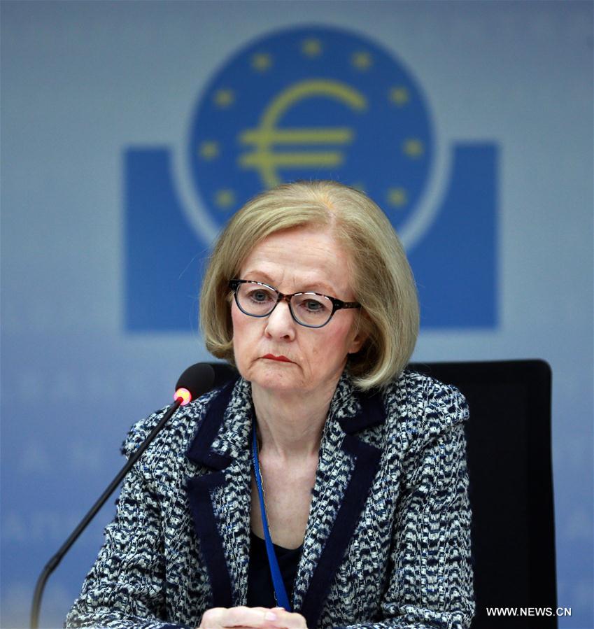 Daniele Nouy, president of the Supervisory Council of the ECB attends the ECB Banking Supervision Annual Press Conference in Frankfurt, Germany, on March 27, 2017.