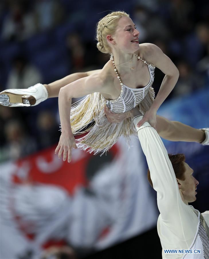 Russia's Evgenia Tarasova (Top) and Vladimir Morozov perform during the pairs short program of the ISU World Figure Skating Championships 2017 in Helsinki, Finland, on March 29, 2017. Tarasova and Morozov took the thrid place of the short program with 79.37 points. (Xinhua/Liu Lihang) Russia's Evgenia Tarasova (Top) and Vladimir Morozov perform during the pairs short program of the ISU World Figure Skating Championships 2017 in Helsinki, Finland, on March 29, 2017. Tarasova and Morozov took the thrid place of the short program with 79.37 points. (Xinhua/Liu Lihang)