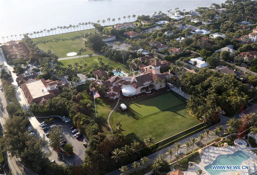 Aerial photo taken on March 22, 2017 shows the view of Mar-a-lago club at Palm Beach, Florida, the United States. (Xinhua/Wang Ying) 