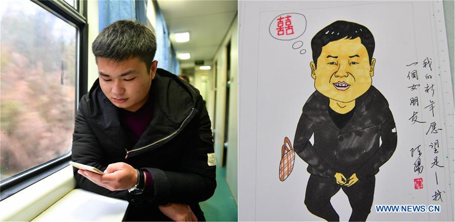 CHINA-NANCHANG-SPECIAL TRAIN-MIGRANT WORKERS-NEW YEAR WISH PAINTING (CN)