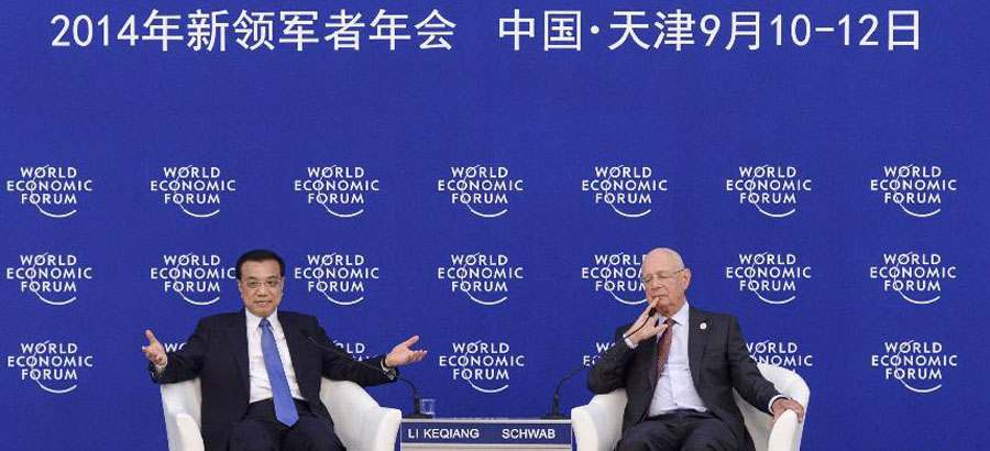Premier Li, Klaus Schwab attend Summer Davos forum meeting in Tianjin