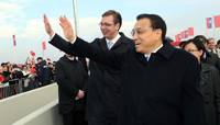 Chinese premier, Serbian PM attend completion ceremony of Chinese-built bridge
