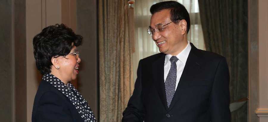 Premier Li meets with WHO director general in Switzerland