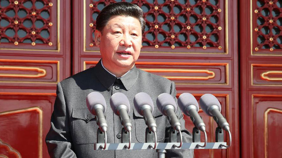 Chinese president delivers speech at commemoration of WWII victory