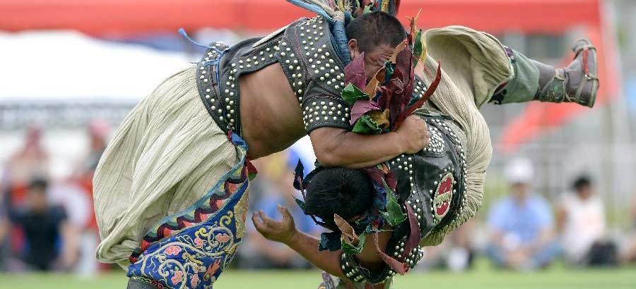 Ethnic Games: wrestlers compete in men's individual event of "Boke"