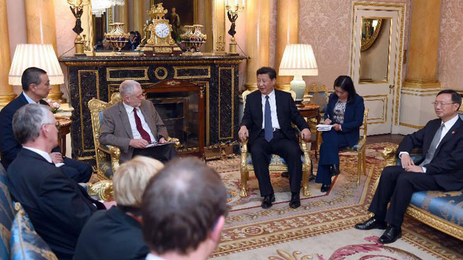 Chinese President Xi Jinping meets British Labor leader Jeremy Corbyn in London