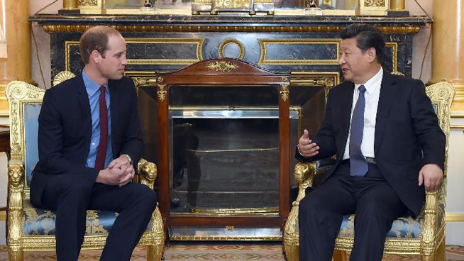 Chinese President Xi Jinping meets British Prince William in London