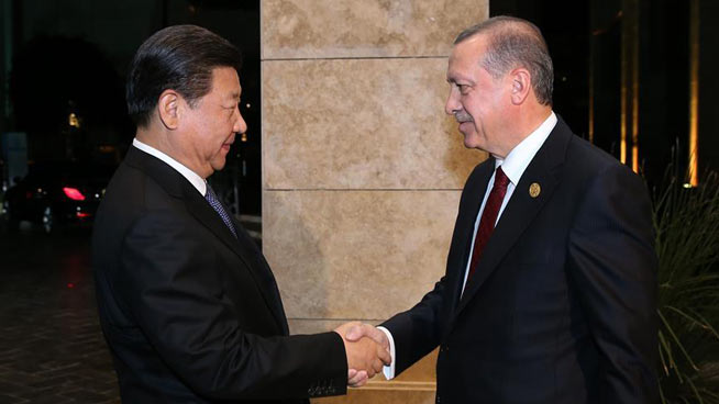 Chinese president meets with Turkish counterpart in Turkey