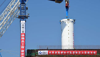 China's new nuclear power plant installs key component