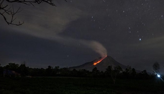 Volcanic Mount Sinabung erupts in North Sumatra of Indonesia