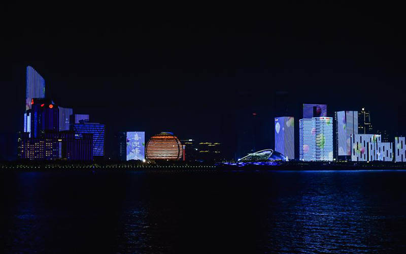 Light show seen by Qiantang River in Hangzhou