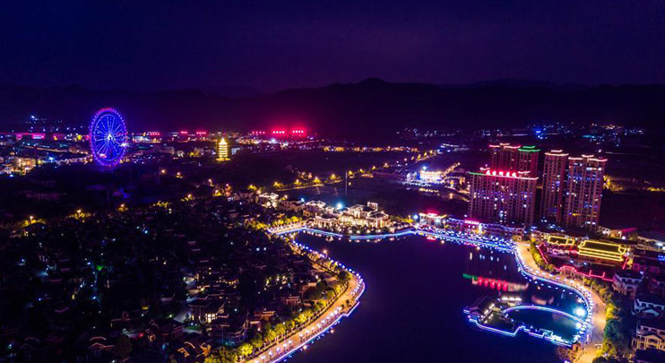 Aerial view of Huayuan Village in China's Zhejiang