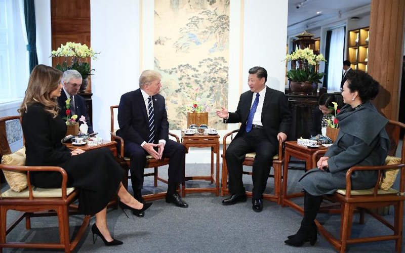 Xi, Trump have afternoon tea at Palace Museum