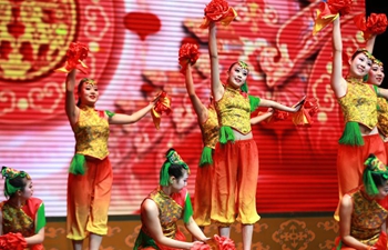 Students dance on art festival to greet upcoming New Year in N China