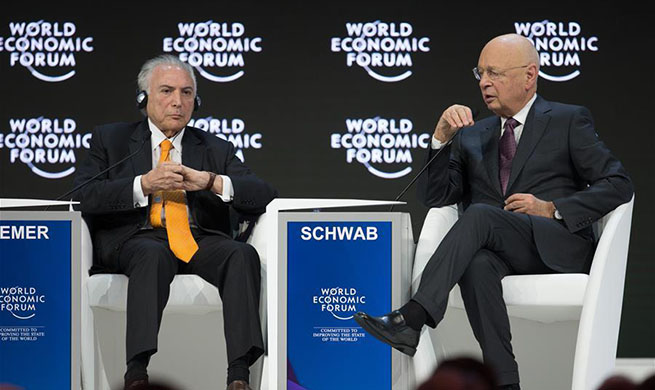 WEF founder, Brazilian president speak during WEF annual meeting