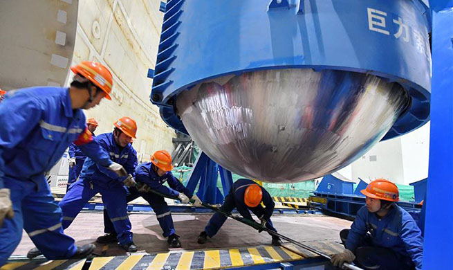 Reactor pressure vessel of Hualong One nuclear project installed in SE China