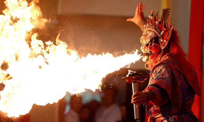 Artists perform to celebrate upcoming Chinese New Year in Myanmar