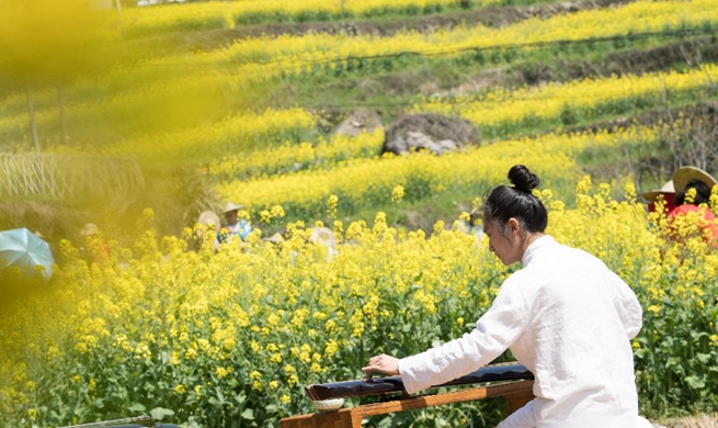 Cole flower fields help boost tourism in Qiantan Township, E China