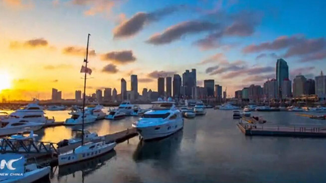 Amazing aerial view of qingdao - SCO summit host