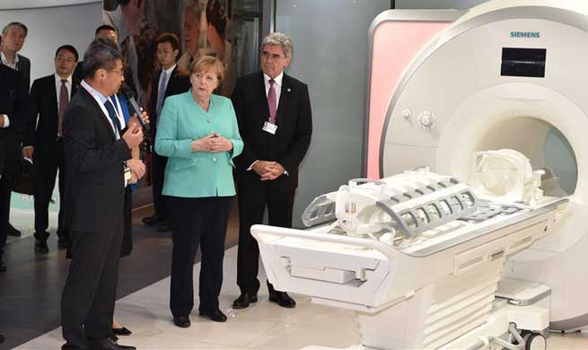 German Chancellor Angela Merkel visits enterprises in Shenzhen