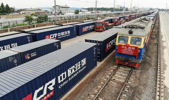 First China-Europe CR Express cargo train from Shijiazhuang to Minsk departs