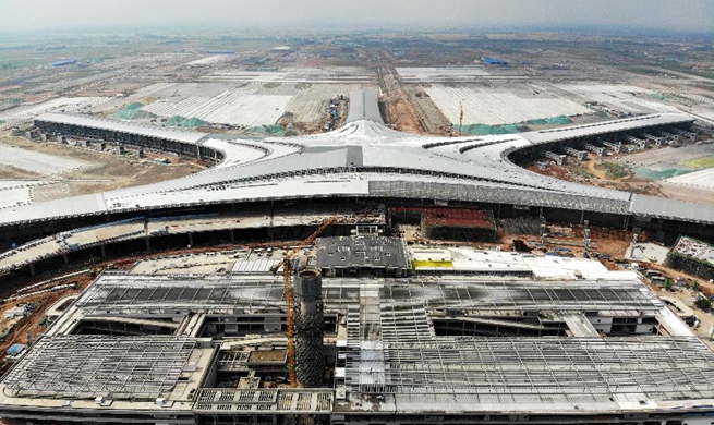 Qingdao Jiaodong Int'l Airport under construction in E China's Shandong