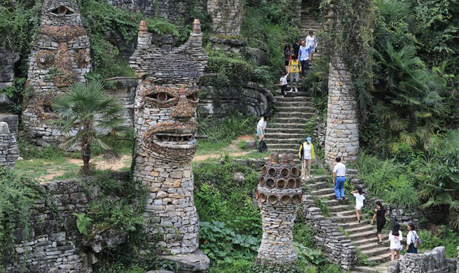 Artist creates stone castle "Yelang" in home province Guizhou