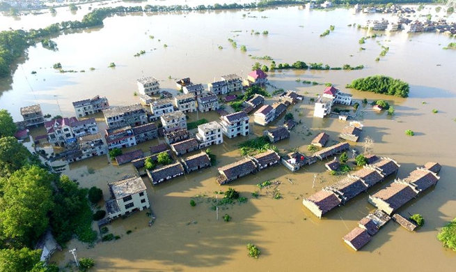 Heavy rain causes flood in Fuzhou, E China's Jiangxi