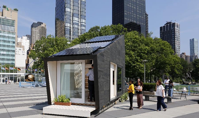 "Tiny house" seen at United Nations headquarters in New York
