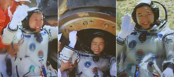 In pictures: Astronauts come out of re-entry capsule of Shenzhou-9