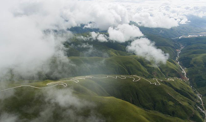 Aerial photos of Shangnan highway in SW China's Sichuan