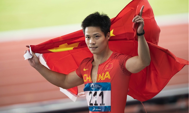 China's Su Bingtian wins gold in men's 100m at Jakarta Asiad