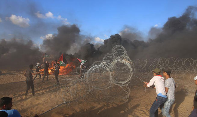 Palestinians join 24th week of anti-Israel protests in eastern Gaza