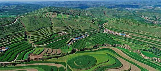 Aerial view of NW China's Ningxia