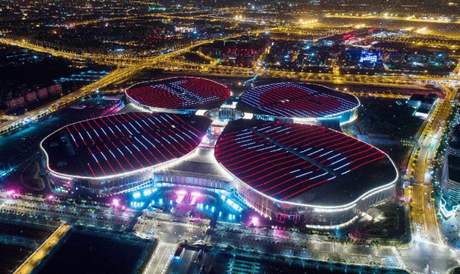 Aerial view of Shanghai, host city of 1st China International Import Expo