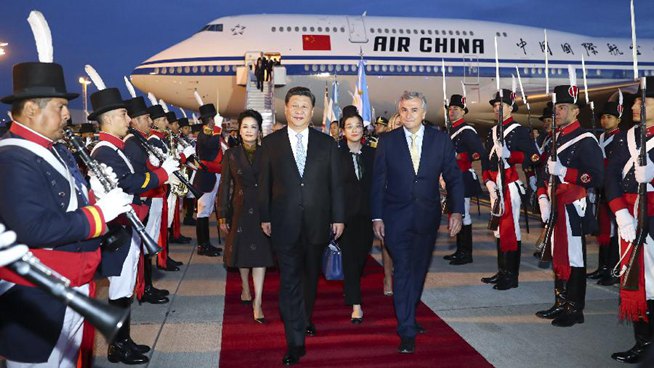 Chinese president arrives in Argentina for state visit, G20 summit