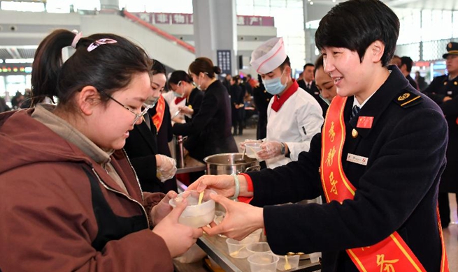 Lantern Festival celebrated at Taiyuan South Railway Station in China's Shanxi