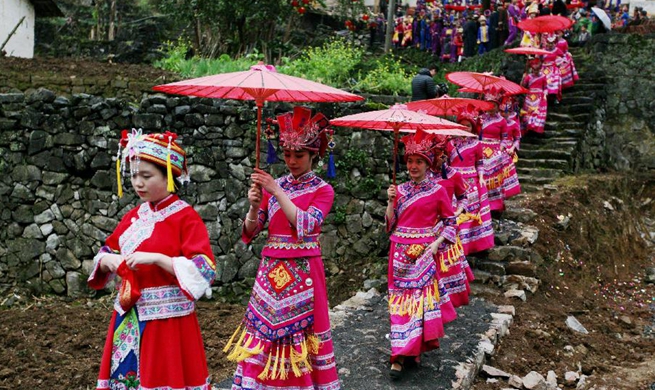 Traditional wedding ceremony of Mulao ethnic group held in China's Guangxi