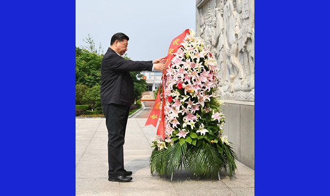 Xi Jinping lays floral basket at monument marking departure of Long March