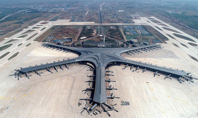 Qingdao Jiaodong Int'l Airport under construction in China's Shandong