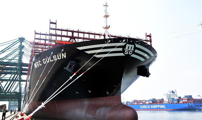 World's largest container ship sets sail from Tianjin