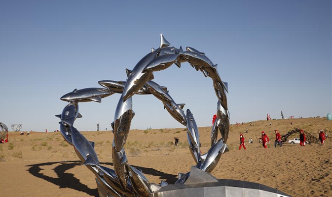 2nd Desert Sculpture Int'l Creation Camp kicks off in Minqin, NW China's Gansu