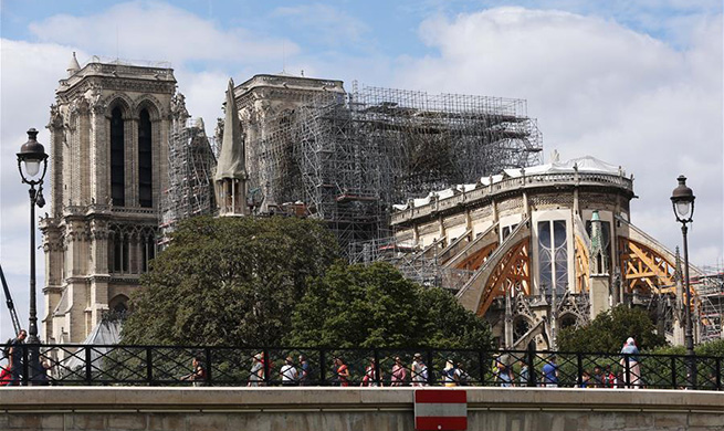 Notre Dame Cathedral under repairs in Paris, France