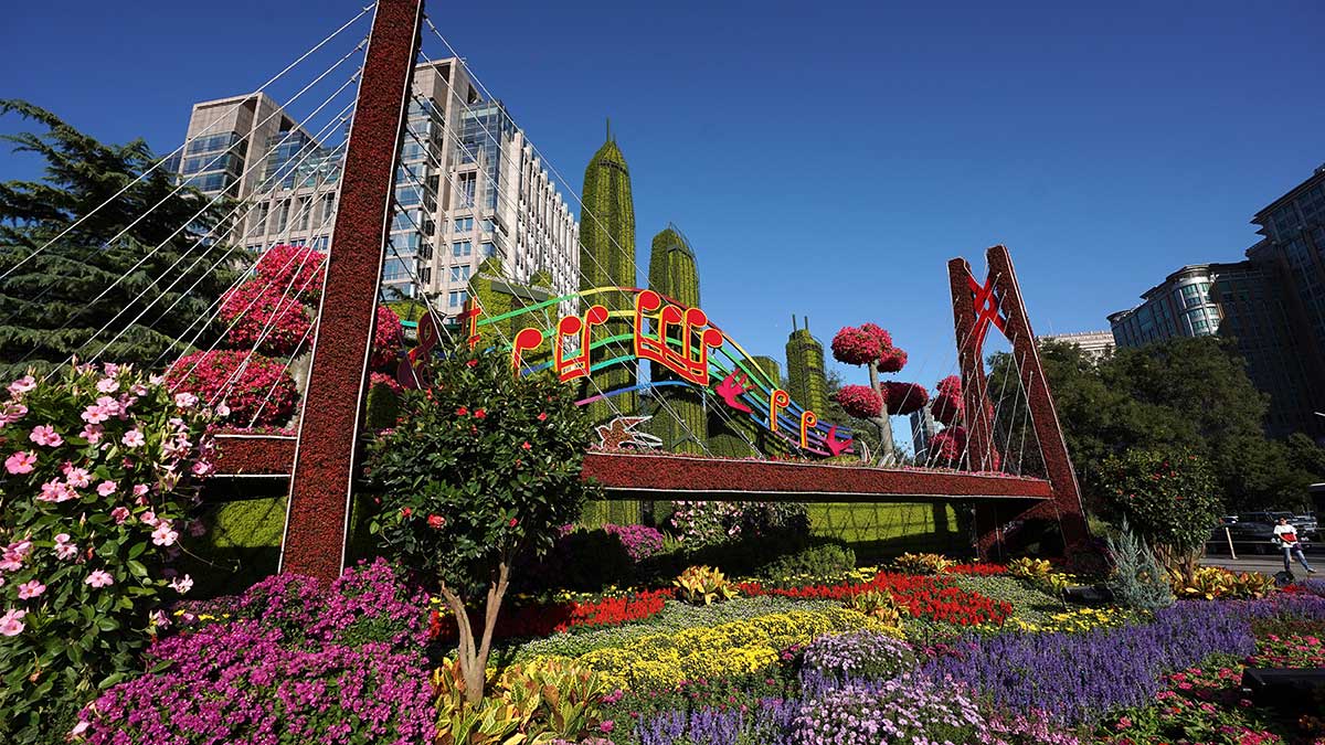 Flowerbeds built along Chang'an Avenue to celebrate 70th anniversary of PRC founding